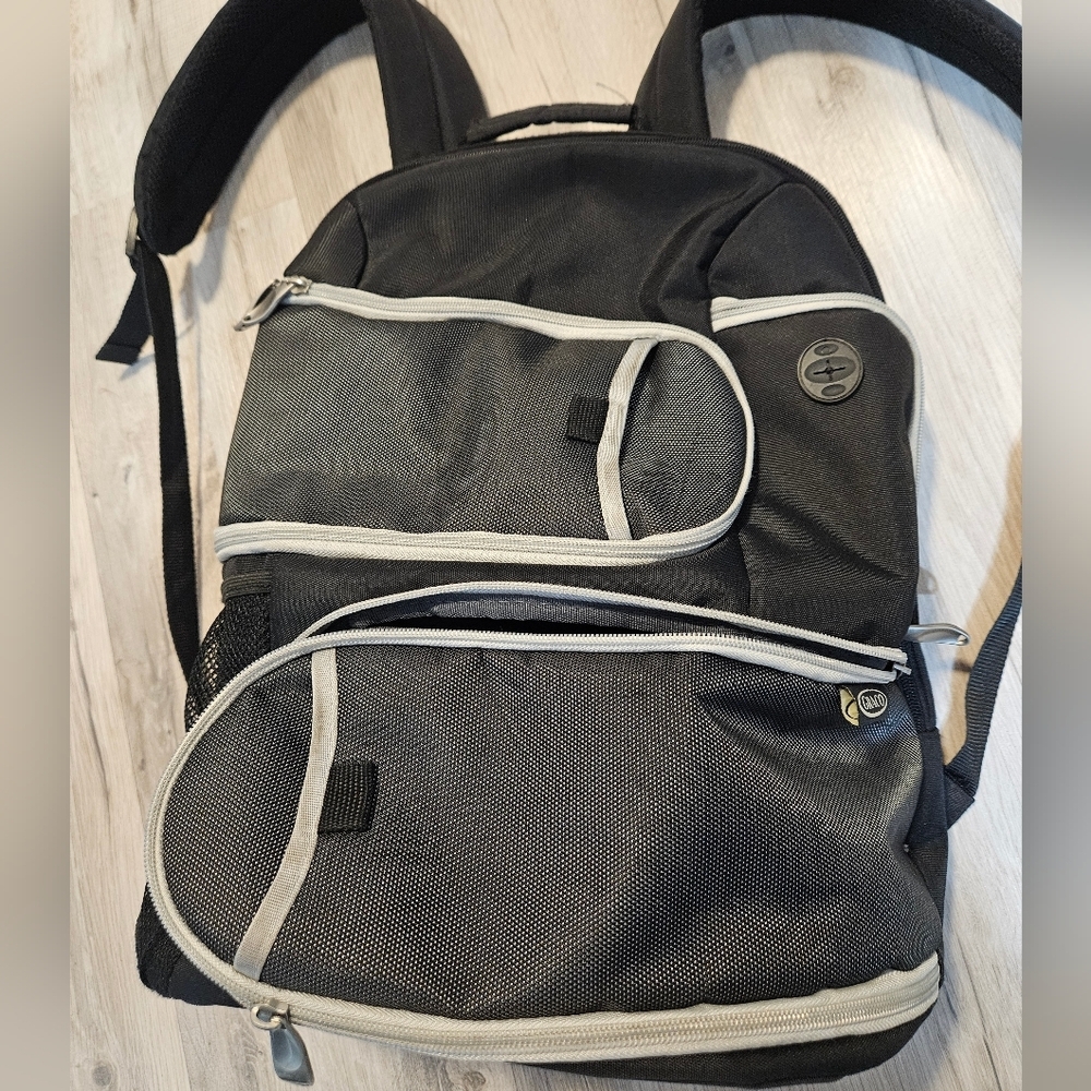 Black and Gray Graco Gotham Diaper Bag Backpack With Handle
